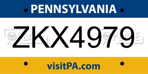 ZKX4979 Pennsylvania License Plate