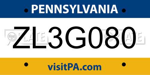 ZL3G080 Pennsylvania License Plate