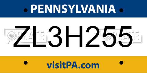 ZL3H255 Pennsylvania License Plate