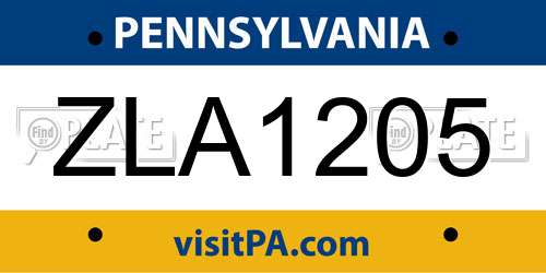 ZLA1205 Pennsylvania License Plate