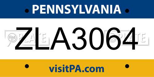 ZLA3064 Pennsylvania License Plate