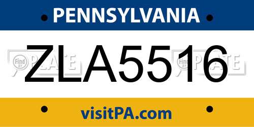 ZLA5516 Pennsylvania License Plate