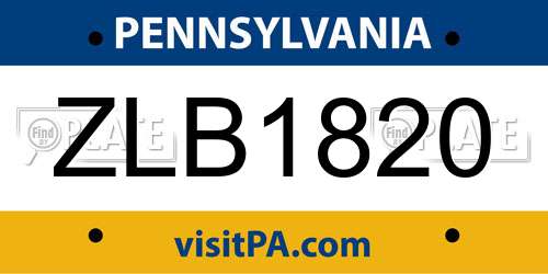 ZLB1820 Pennsylvania License Plate
