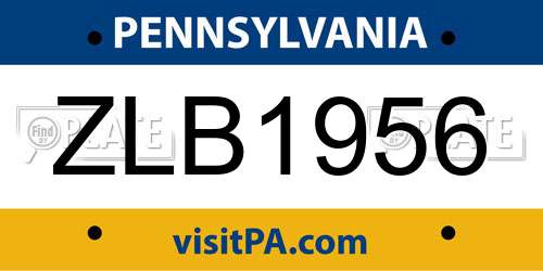 ZLB1956 Pennsylvania License Plate