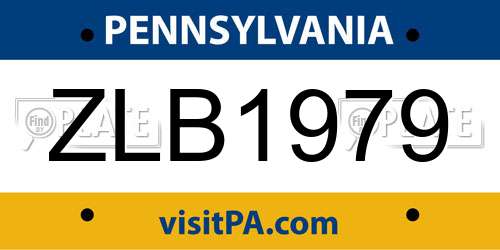 ZLB1979 Pennsylvania License Plate