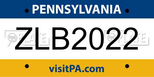 ZLB2022 Pennsylvania License Plate