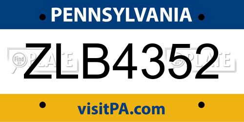 ZLB4352 Pennsylvania License Plate