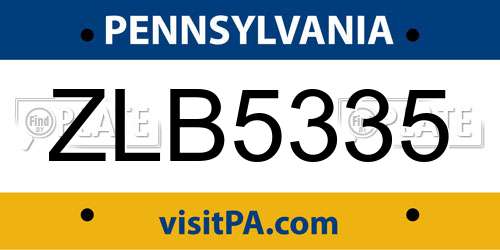 ZLB5335 Pennsylvania License Plate