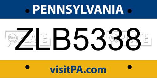 ZLB5338 Pennsylvania License Plate