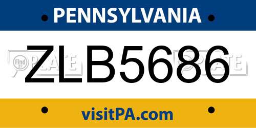 ZLB5686 Pennsylvania License Plate