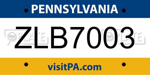 ZLB7003 Pennsylvania License Plate