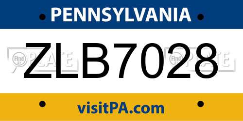 ZLB7028 Pennsylvania License Plate