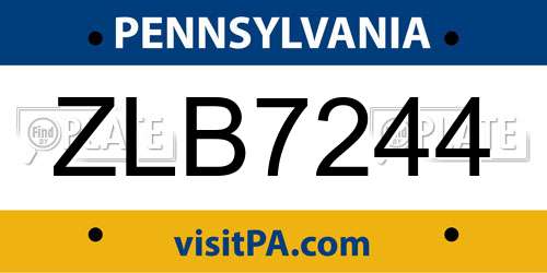 ZLB7244 Pennsylvania License Plate