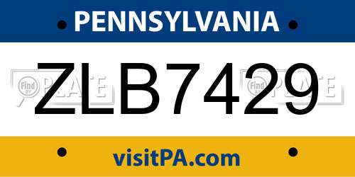 ZLB7429 Pennsylvania License Plate