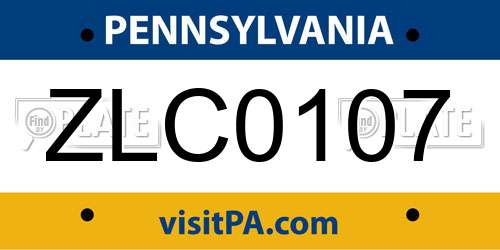 ZLC0107 Pennsylvania License Plate