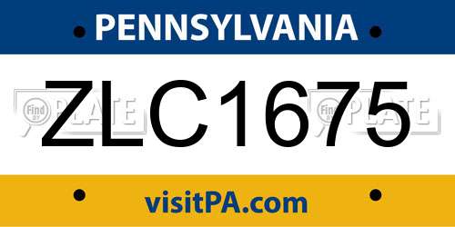 ZLC1675 Pennsylvania License Plate
