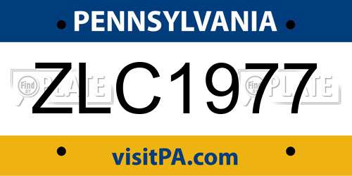ZLC1977 Pennsylvania License Plate