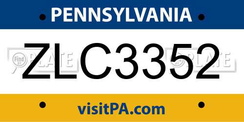 ZLC3352 Pennsylvania License Plate