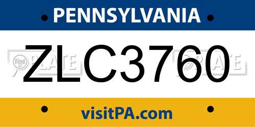 ZLC3760 Pennsylvania License Plate