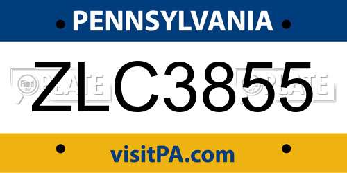 ZLC3855 Pennsylvania License Plate