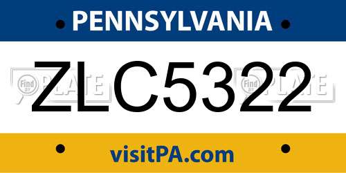 ZLC5322 Pennsylvania License Plate