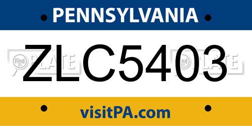ZLC5403 Pennsylvania License Plate