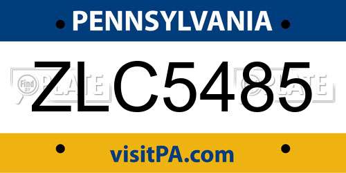 ZLC5485 Pennsylvania License Plate
