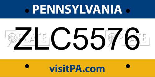 ZLC5576 Pennsylvania License Plate