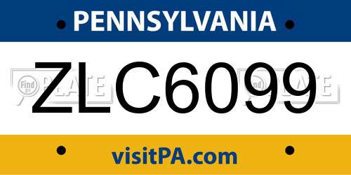 ZLC6099 Pennsylvania License Plate