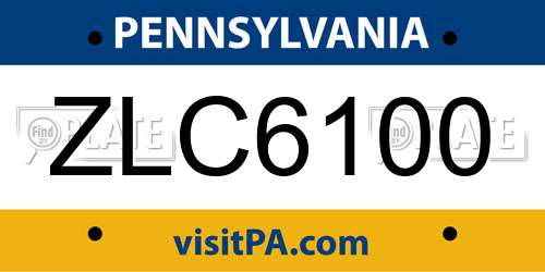 ZLC6100 Pennsylvania License Plate