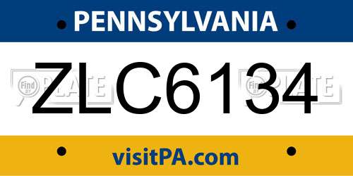 ZLC6134 Pennsylvania License Plate