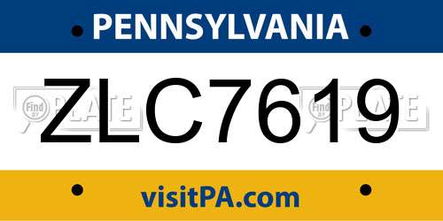 ZLC7619 Pennsylvania License Plate