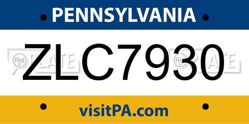 ZLC7930 Pennsylvania License Plate