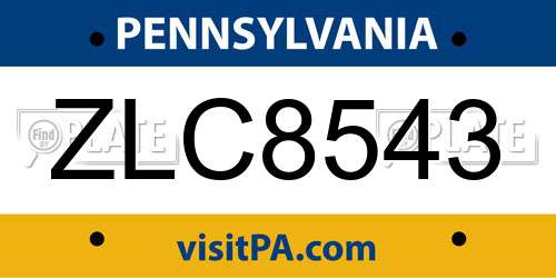 ZLC8543 Pennsylvania License Plate