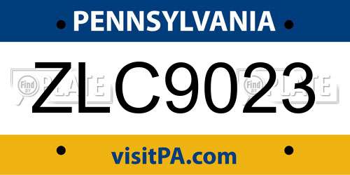 ZLC9023 Pennsylvania License Plate