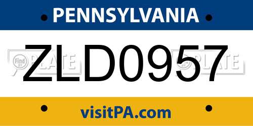 ZLD0957 Pennsylvania License Plate