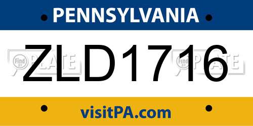 ZLD1716 Pennsylvania License Plate