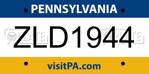 ZLD1944 Pennsylvania License Plate