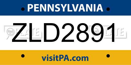 ZLD2891 Pennsylvania License Plate