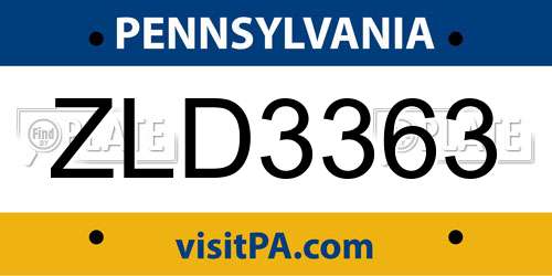 ZLD3363 Pennsylvania License Plate