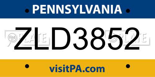 ZLD3852 Pennsylvania License Plate
