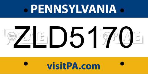 ZLD5170 Pennsylvania License Plate