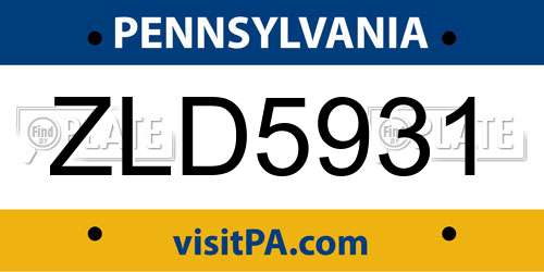 ZLD5931 Pennsylvania License Plate