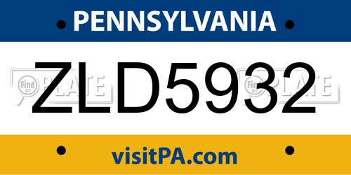 ZLD5932 Pennsylvania License Plate