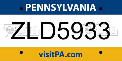ZLD5933 Pennsylvania License Plate