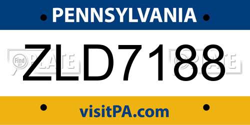 ZLD7188 Pennsylvania License Plate