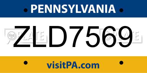 ZLD7569 Pennsylvania License Plate