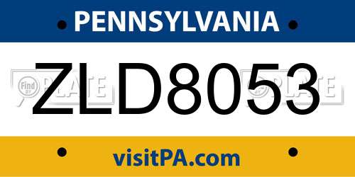 ZLD8053 Pennsylvania License Plate