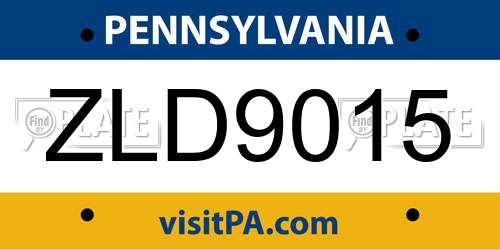 ZLD9015 Pennsylvania License Plate
