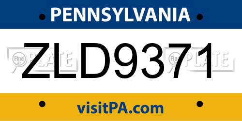 ZLD9371 Pennsylvania License Plate